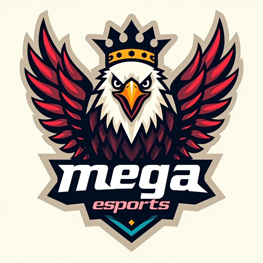  design a logo un aigle royal qui crie, with the text 'mega eagle esports '.