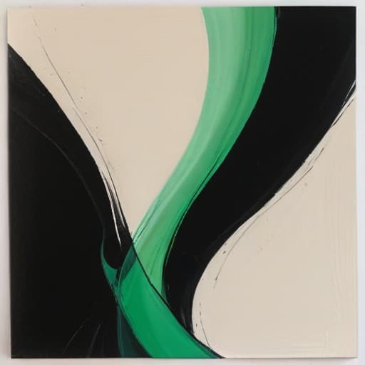 Art. Abstraite. Avec des couleurs beige, vert noir. in Aucun style