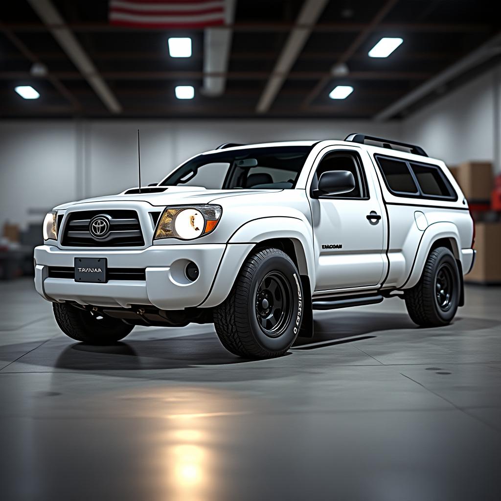  2008 toyota tacoma made into a wagon/suv, new, stanced, trd, lowered, racing, race truck, detailed, 8k, white,single cab, 17x12 wheels, wide body, light weight, body kit, negative camber, rollcage, front splitter, rear defuser, big brakes,work wheels,bbs wheels, toolbox, wagon, suv photo realistic, highly intricate and detailed, masterpiece, ultra high res,photography,8k resolution