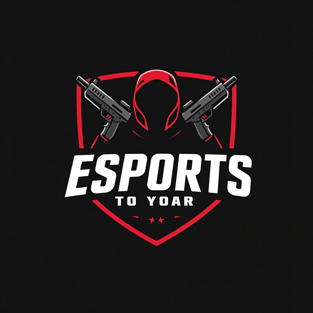  design a logo, esports logo, guns theme, black and red color