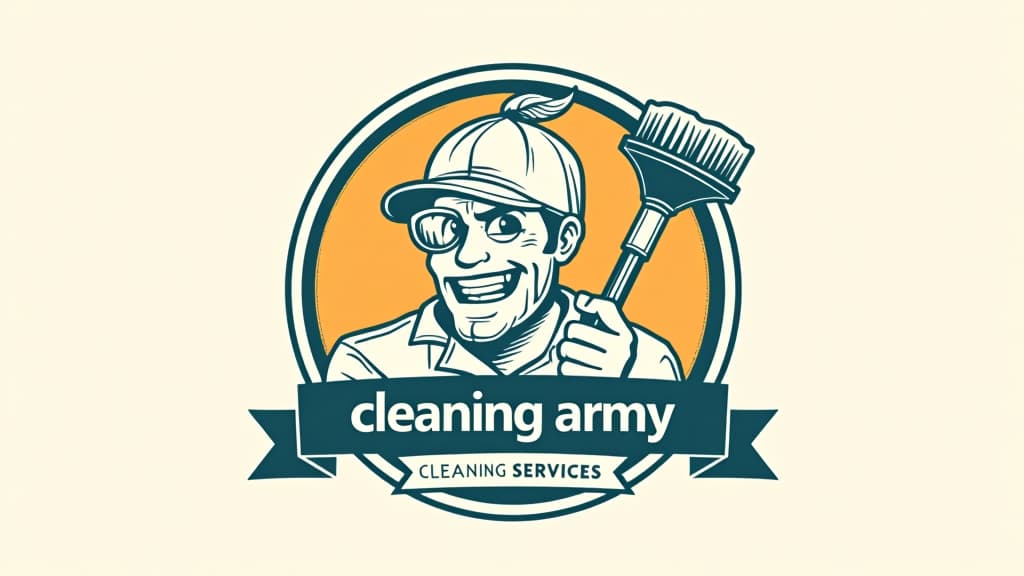  design a logo, in a pencil style. cleaning service, with the text 'cleaning army '.