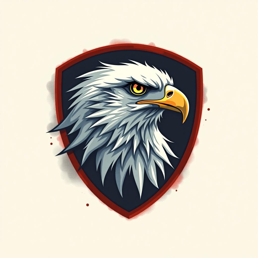  design a logo, in a watercolor style. create an emblem logo using an eagle’s eye and a shield, emphasizing the company’s focus on vigilance and protection.