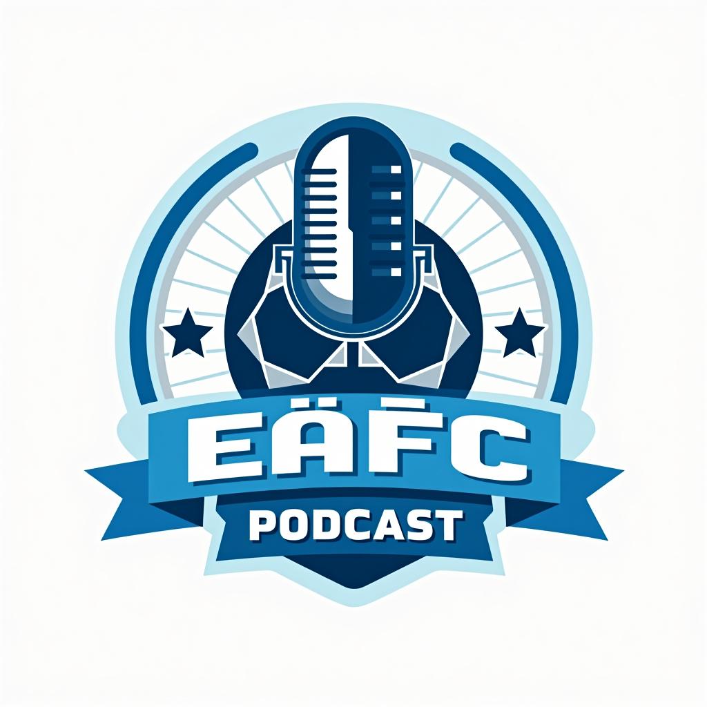  design a logo, crear un logo que represente nuestra cuenta de youtube enfocada en contenido relacionado con eafc, podcast, reviews del juego y jugadores del mismo. incluir las iniciales de los creadores : j, f y n de forma creativa en el logo . incorporar elementos como un balón de fútbol, un micrófono y estrellas para representar podcast, reviews y calidad respectivamente. utilizar una paleta de colores energética con tonos de azul y blanco, y una tipografía moderna con un ligero toque deportivo. el logo debe transmitir dinamismo, pasión por el fútbol y modernidad. se valora la originalidad y la capacidad de representar claramente nuestra temática de contenido. incluye obligatoriamente nuestras iniciales en el logo en letras más