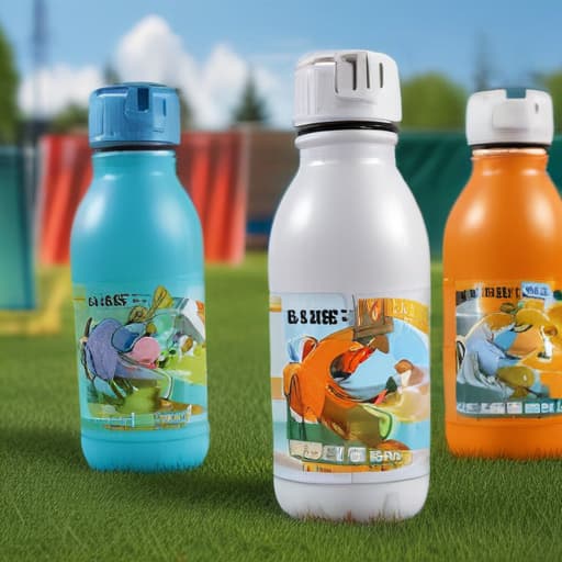 Little league water bottle pictures in Cartoon style