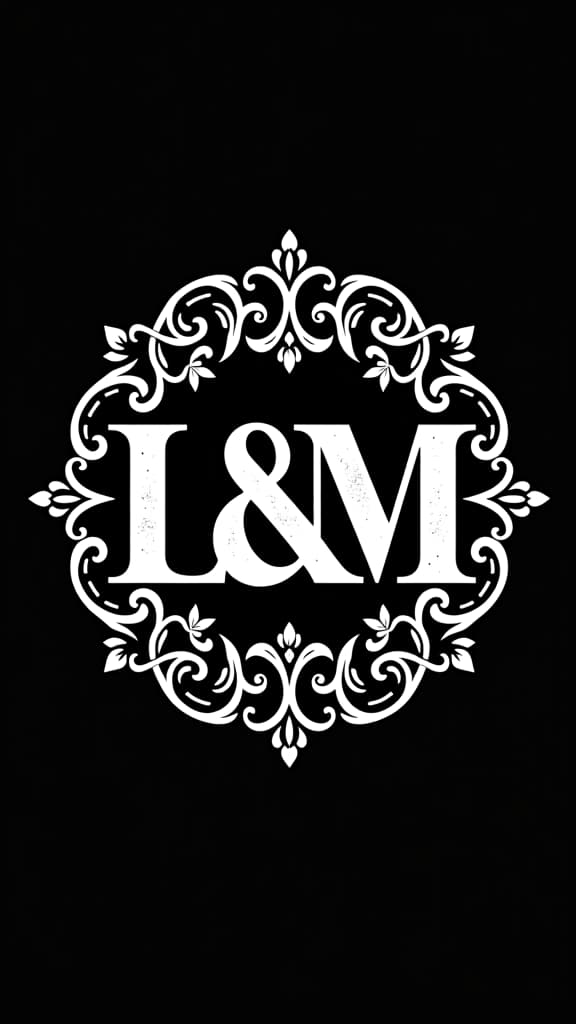  l &m, (logo:1.15), black and white, hq, hightly detailed, 4k