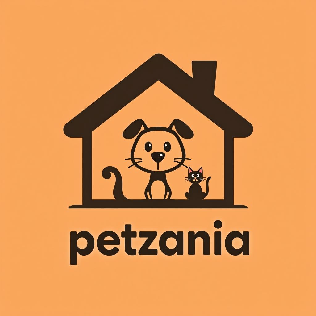  design a logo, una casa un perro y un gato , with the text 'petzania'.