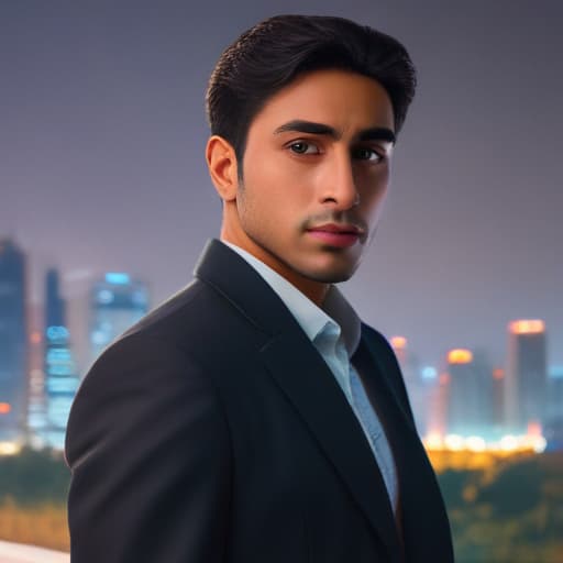 Create a picture of faraz in Cinematic style with City background