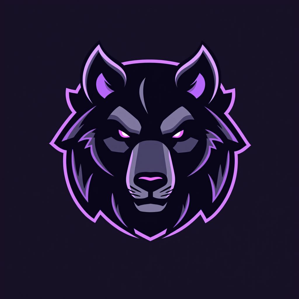  design a logo, esports logo, wütender bär, schwarz und lila farbe, with the text 'wolf esports'.