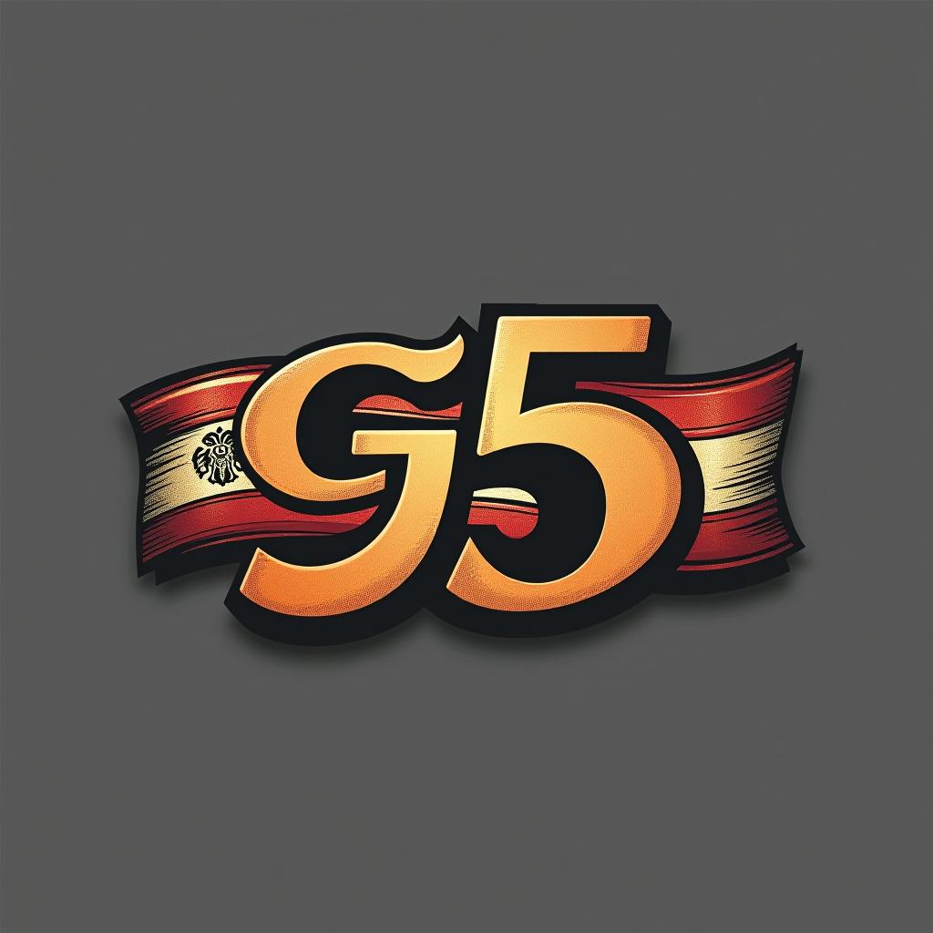  design a logo, que aparezcan las letras g5 dentro de una bandera, with the text 'g5'.