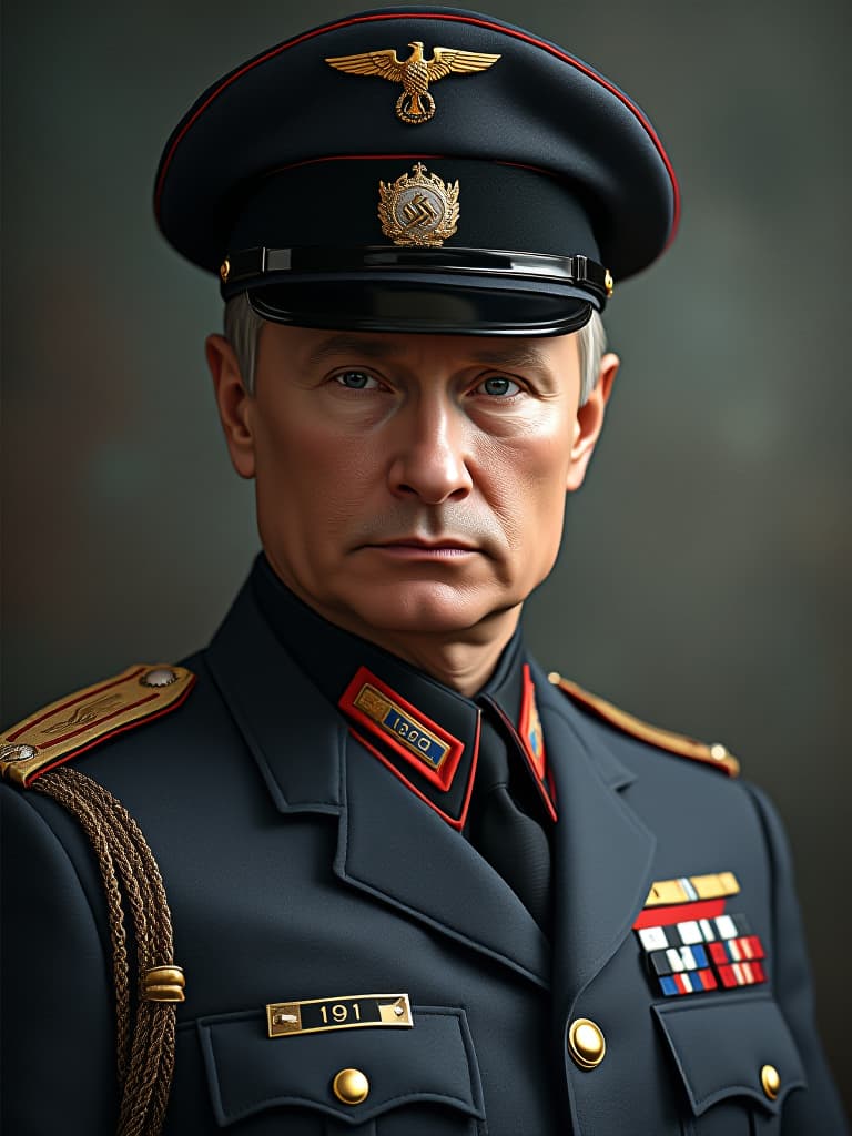  putin vestido con el uniforme nazi calidad fotografía realista