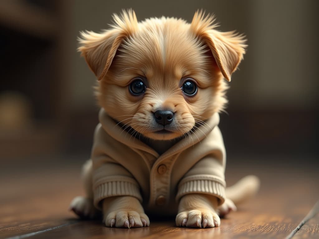  puppy, cute, realistic, big eyes hyperrealistic, full body, detailed clothing, highly detailed, cinematic lighting, stunningly beautiful, intricate, sharp focus, f/1. 8, 85mm, (centered image composition), (professionally color graded), ((bright soft diffused light)), volumetric fog, trending on instagram, trending on tumblr, HDR 4K, 8K