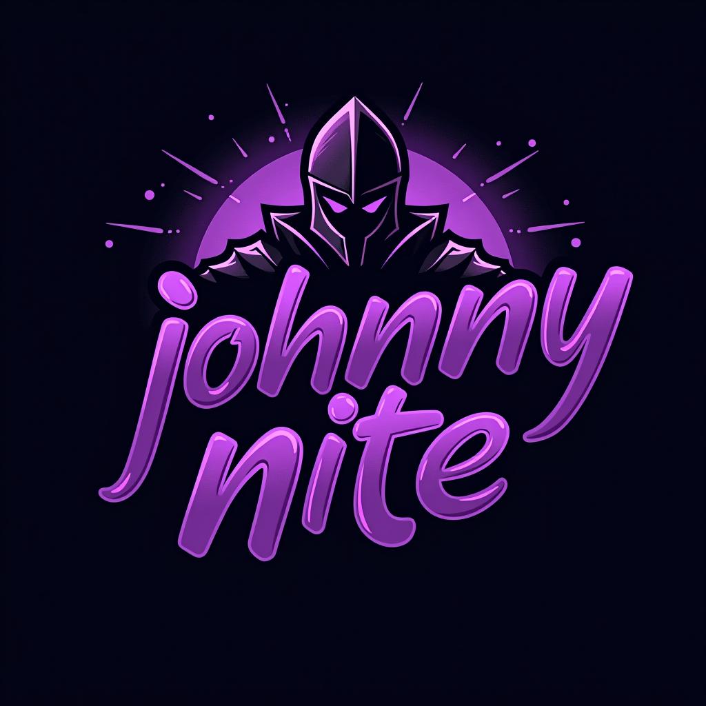  design a logo, in a abstract style. knight black and purple graffiti capitals, with the text 'johnny nite'.