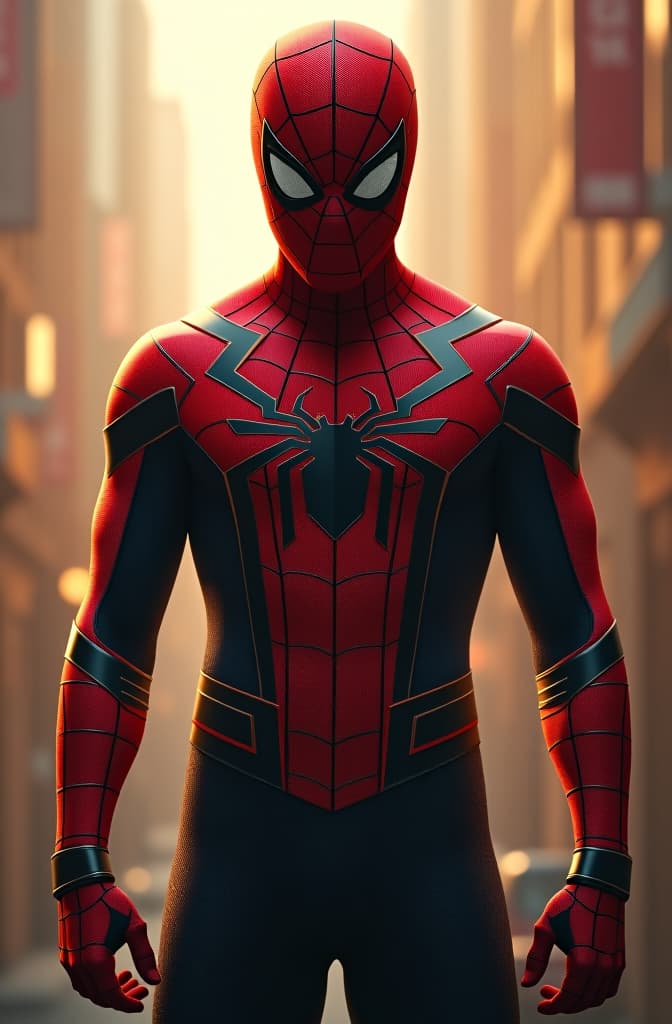  spiderman hyperrealistic, full body, detailed clothing, highly detailed, cinematic lighting, stunningly beautiful, intricate, sharp focus, f/1. 8, 85mm, (centered image composition), (professionally color graded), ((bright soft diffused light)), volumetric fog, trending on instagram, trending on tumblr, HDR 4K, 8K