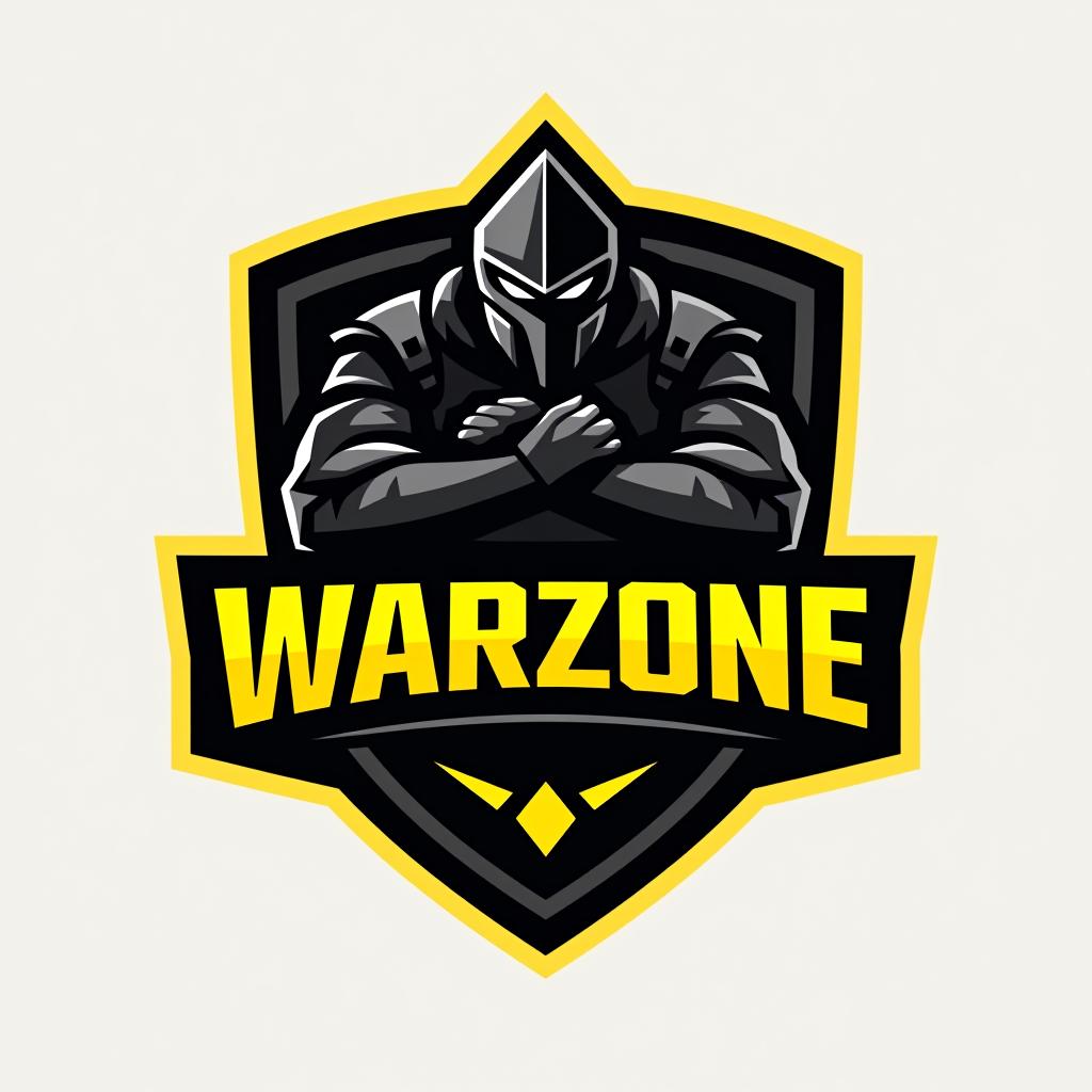  design a logo, esports logo, warrior theme, with text ‘warzone’, black and yellow color