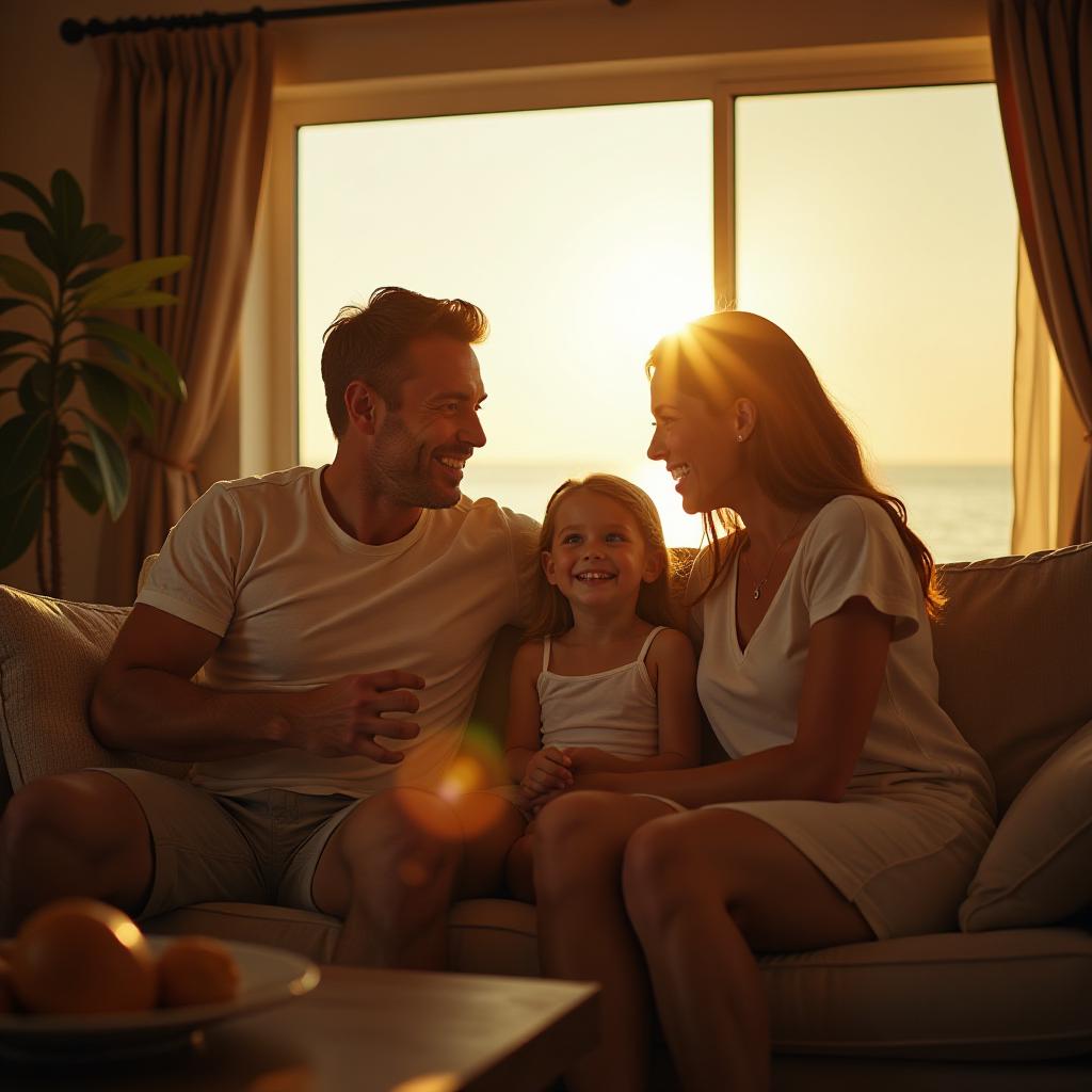  cinematic film style, excited family going on vacation together, shallow depth of field, vignette, maximum details, high budget hollywood movie, bokeh, cinemascope, moody, epic, gorgeous, sun rays and shadows on furniture and surfaces, flattering light, raw photo, photography, photorealistic, 8k resolution, f1.4, sharpened focus, sharp focus