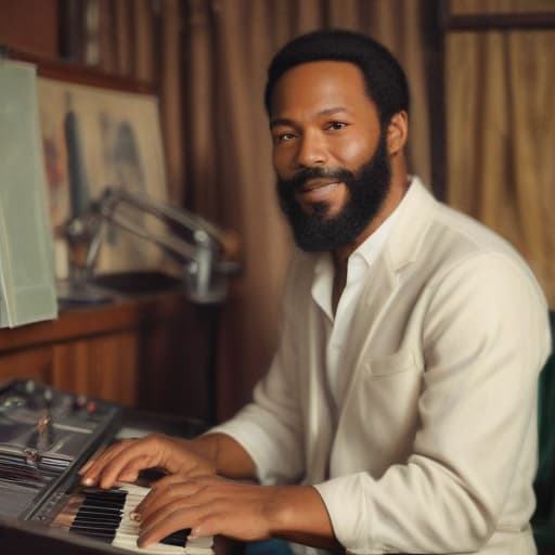 Marvin Gaye in the studio in Oil painting style