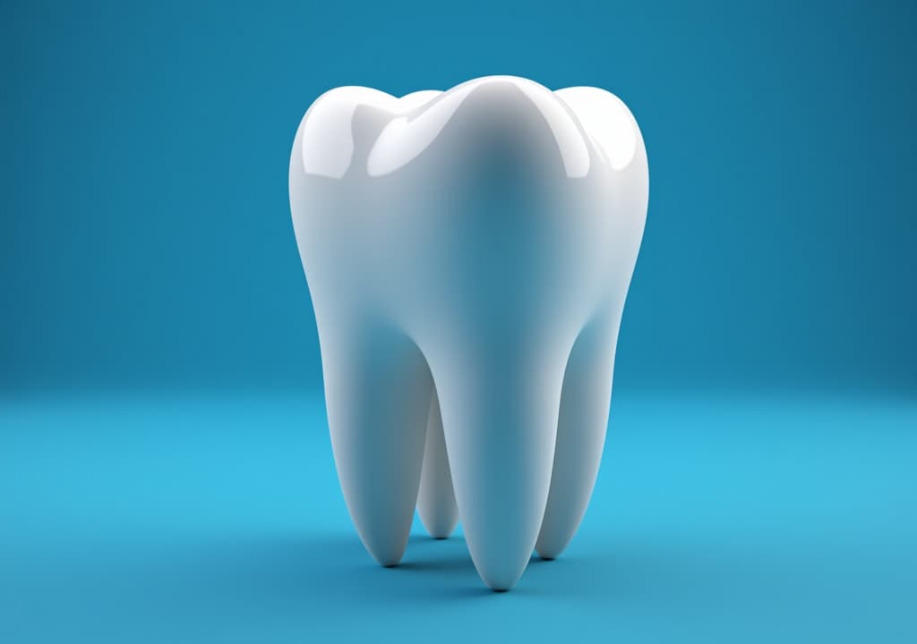  detailed 3d tooth model on blue background