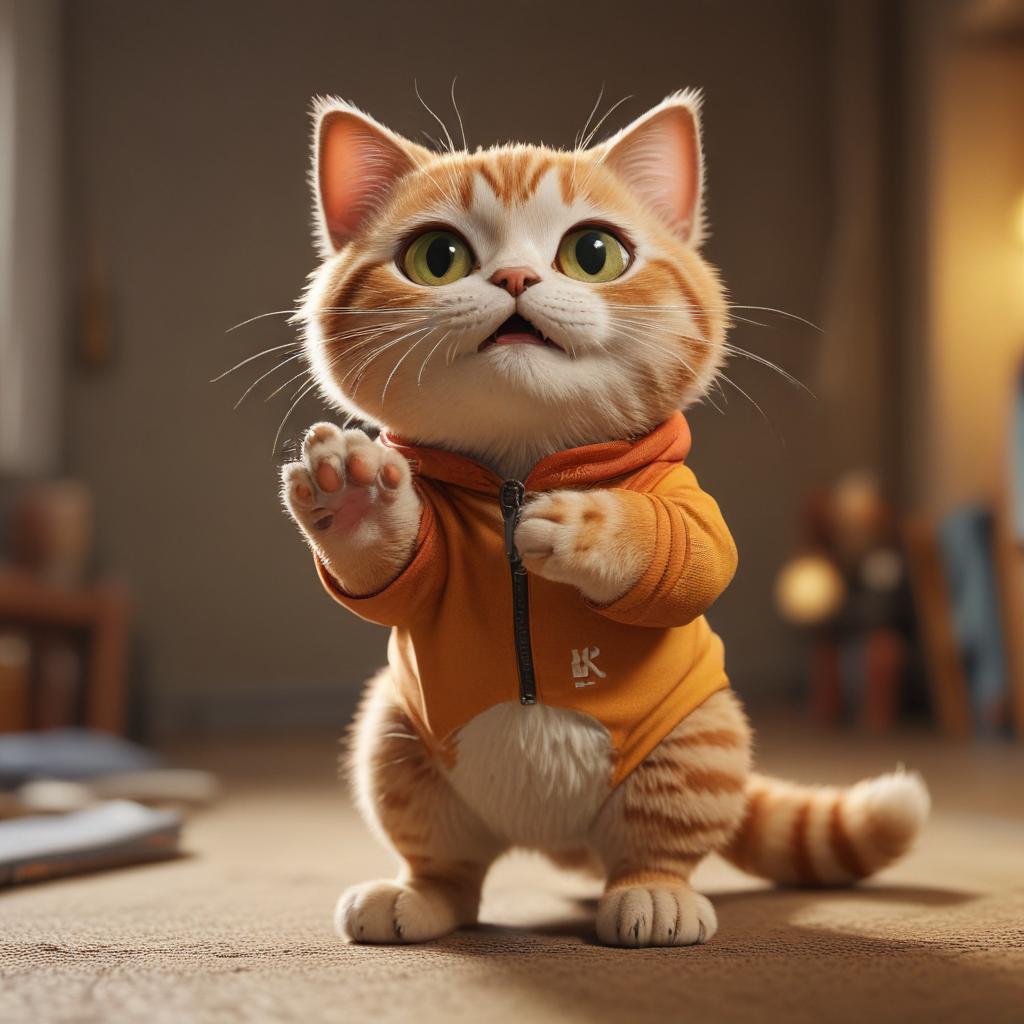 ((masterpiece)),(((best quality))), 8k, high detailed, ultra detailed, A cartoon cat stretching, warm colors hyperrealistic, full body, detailed clothing, highly detailed, cinematic lighting, stunningly beautiful, intricate, sharp focus, f/1. 8, 85mm, (centered image composition), (professionally color graded), ((bright soft diffused light)), volumetric fog, trending on instagram, trending on tumblr, HDR 4K, 8K