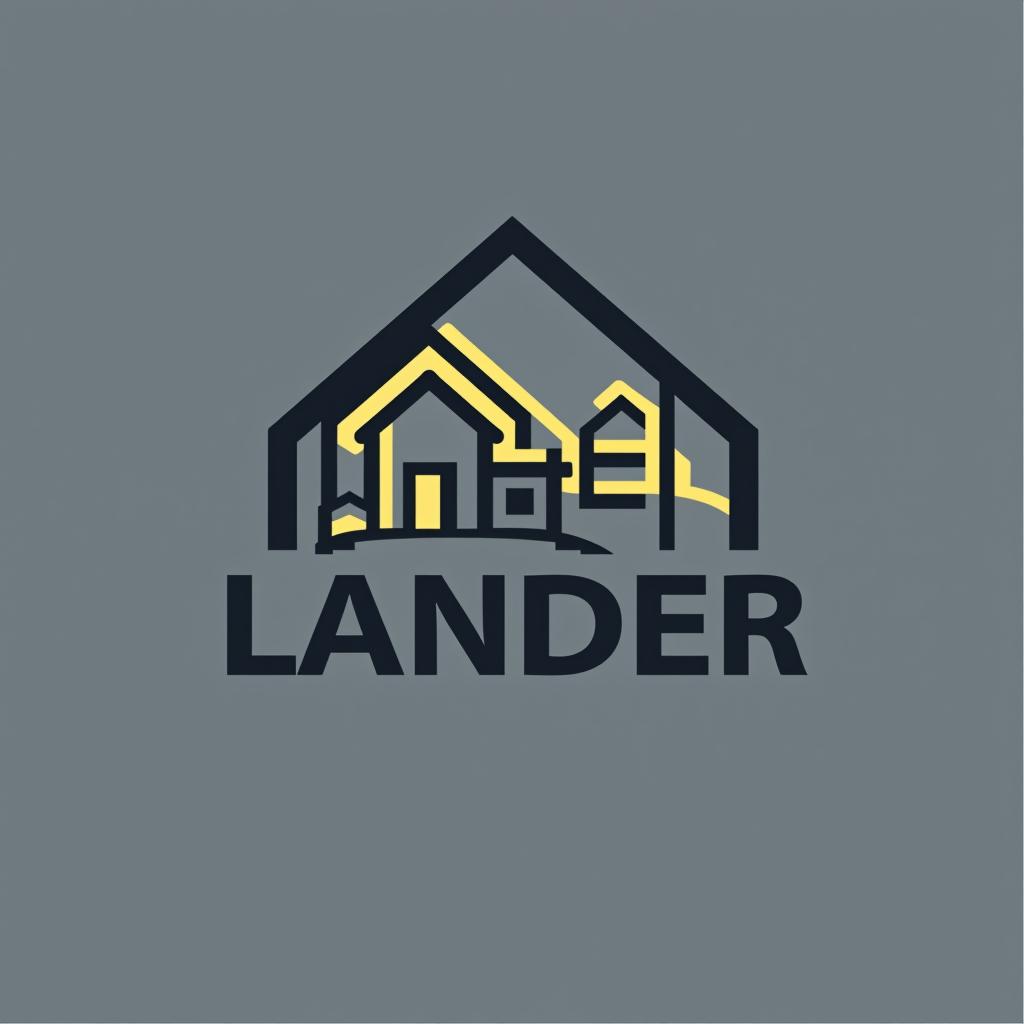  design a logo, minimal line logo in the theme of real estate, with the text ‘lander’