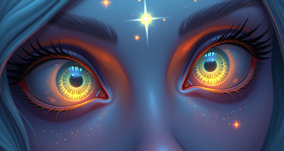  eyes with an ethereal glow, acting as magical conduits for the divine. mystical vision, divine flow, supernatural presence.. the style is digital art illustration,highly detailed, whimsical,magical, dreamlike atmosphere, realism and fantasy blend, smooth, glossy textures,luminous quality, wonder and enchantment.