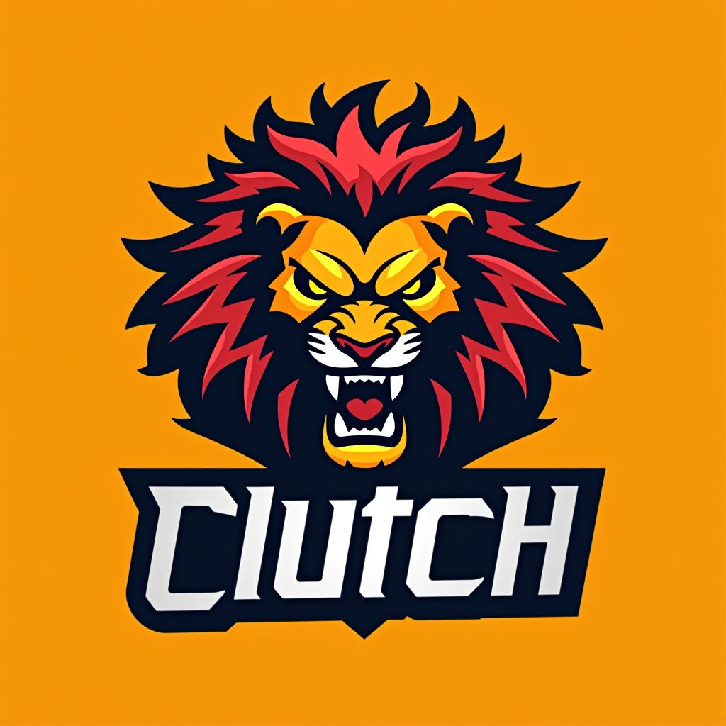  design a logo, lion logo aggressive with it roaring gaming lion , with the text 'clutch '.