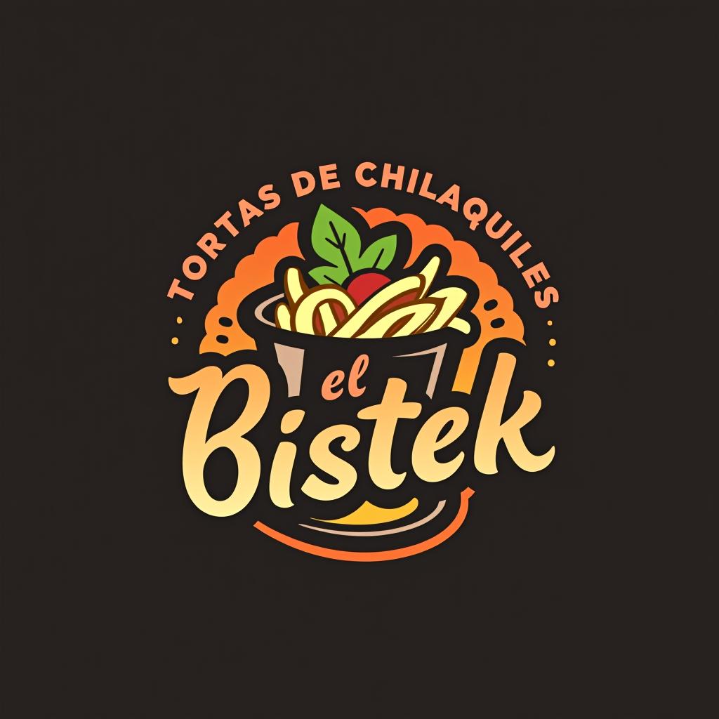  design a logo, , with the text 'tortas de chilaquiles “el bistek”'.