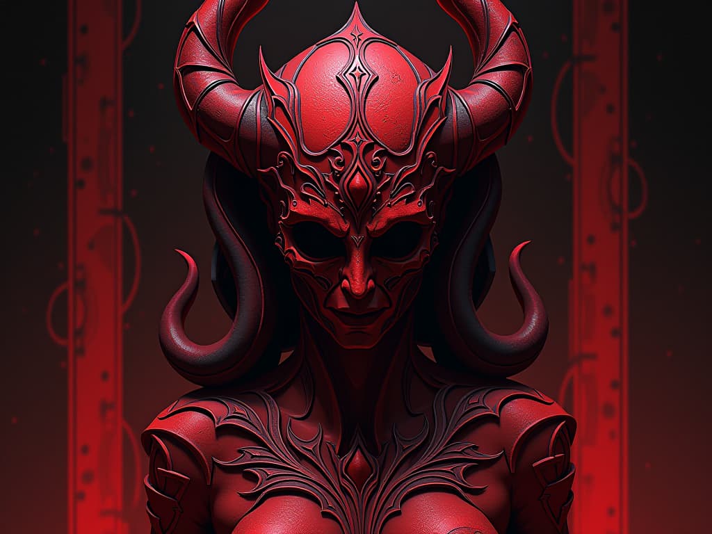  intricately crafted red sculpture, losing its luster, covered in fine layers of dust, aura of forgotten brilliance. the style is digital art illustration / modern comic book / graphic dark novel fantasy and mysterious occult, symbolic, moody lighting, esoteric vibe,high detail on character design. for the color scheme emphasize blacks and reds.