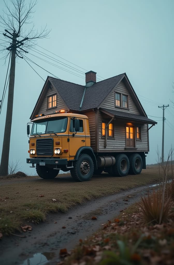  crea una casa rodeada de camionetas hyperrealistic, full body, detailed clothing, highly detailed, cinematic lighting, stunningly beautiful, intricate, sharp focus, f/1. 8, 85mm, (centered image composition), (professionally color graded), ((bright soft diffused light)), volumetric fog, trending on instagram, trending on tumblr, HDR 4K, 8K