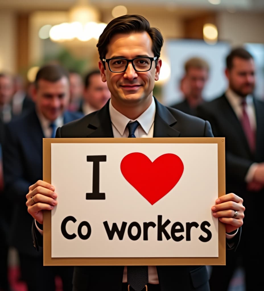  martin shkreli holding a sign that says "i love my co workers"