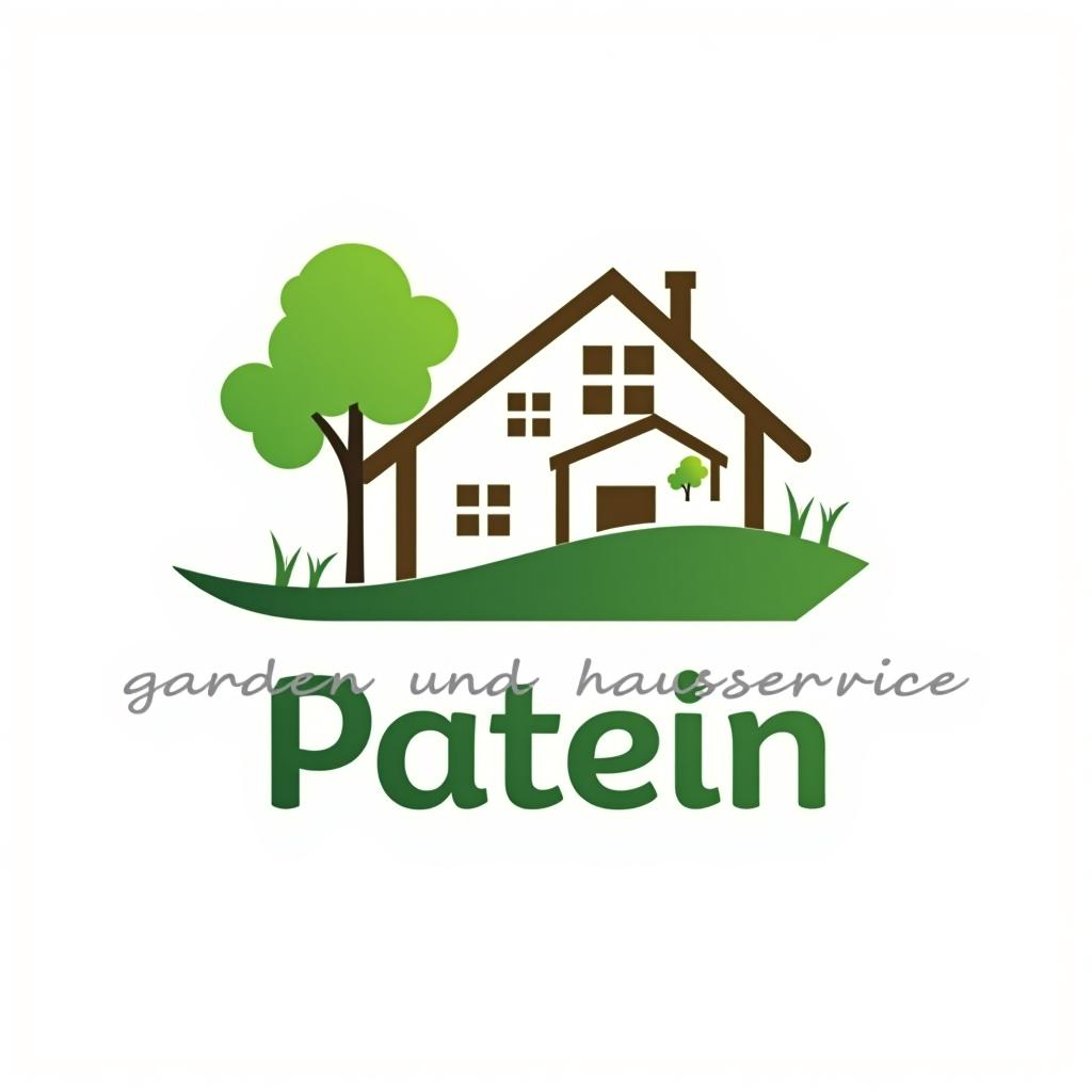  design a logo, logo für eine firma mit gärtner, schlüsseldienst, hausmeister , reinigung, with the text 'garten und hausservice patein'.