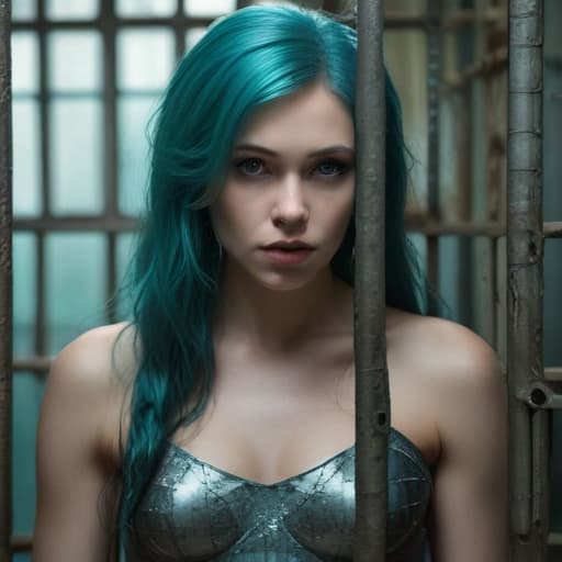 The mermaid, aristocrat, from science fiction, is in prison