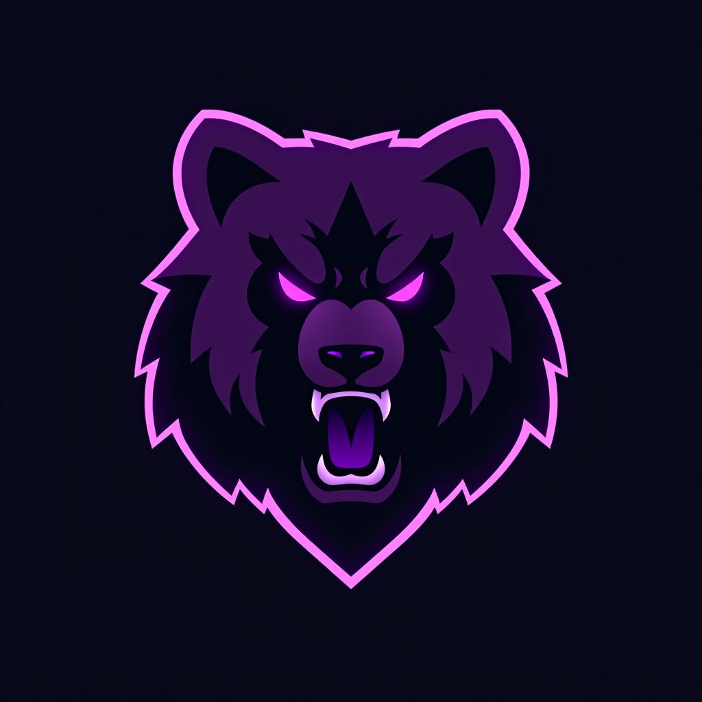  design a logo, esports logo, angry bear, black and purple color