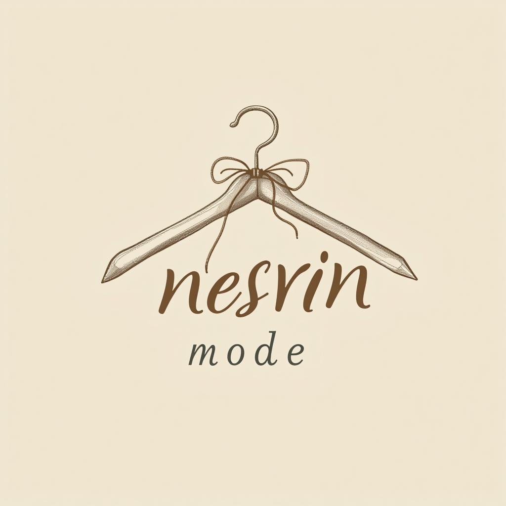  design a logo, in a pencil style. erstelle mir ein logo für ein kleider laden elegant beige und weiß , with the text 'nesrin mode '.