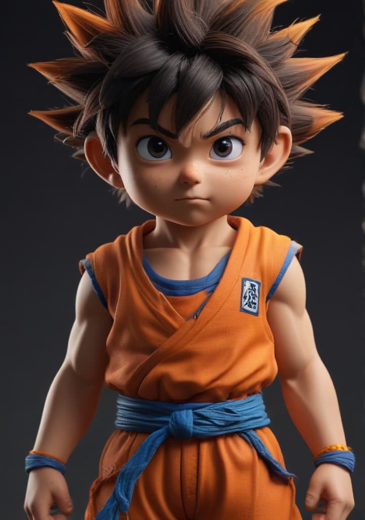 little goku highly detailed,studio lighting,professional,vivid colors, cinematic lighting, HDR, UHD, 4K, 8k, 64K