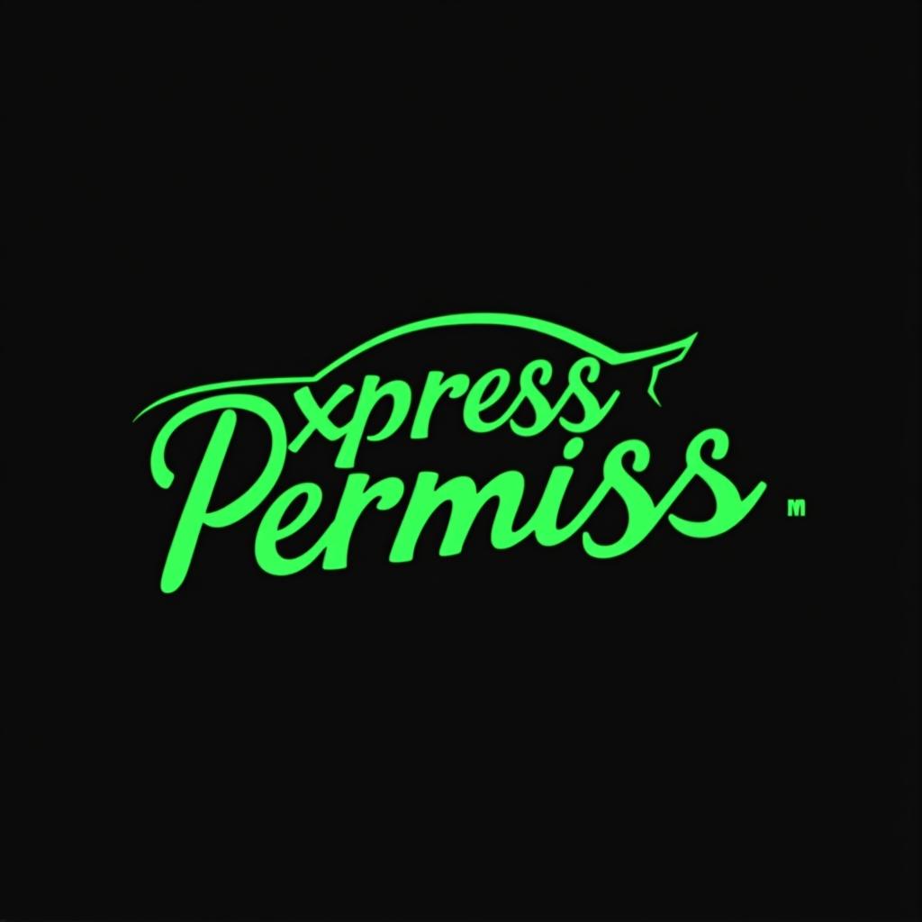  design a logo, creer un logo pour une auto ecole en vert sur fond noir avec une ecriture dynamique et moderne, with the text 'express permis'.