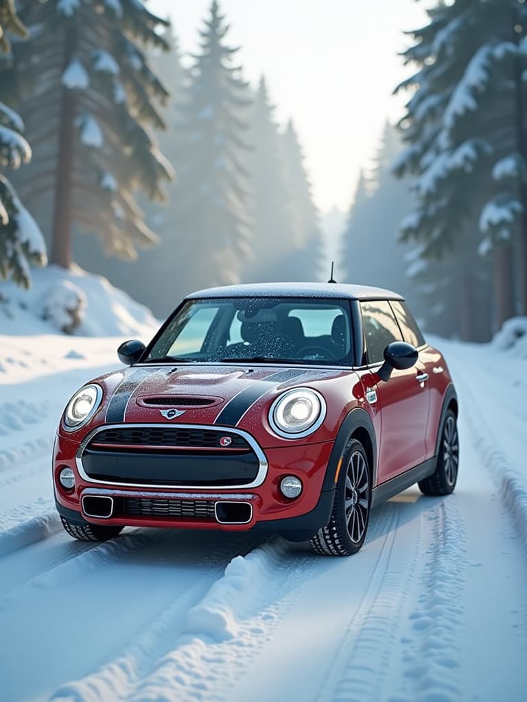  2018 mini made of snow photo realistic, ar 9:16 v 6.1 hyperrealistic, full body, detailed clothing, highly detailed, cinematic lighting, stunningly beautiful, intricate, sharp focus, f/1. 8, 85mm, (centered image composition), (professionally color graded), ((bright soft diffused light)), volumetric fog, trending on instagram, trending on tumblr, HDR 4K, 8K