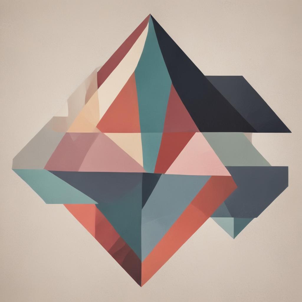 A minimalist artwork using geometric shapes and a limited color palette.