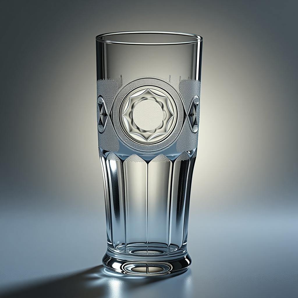  crystal glass, engraved details, light effect, ultra realistic