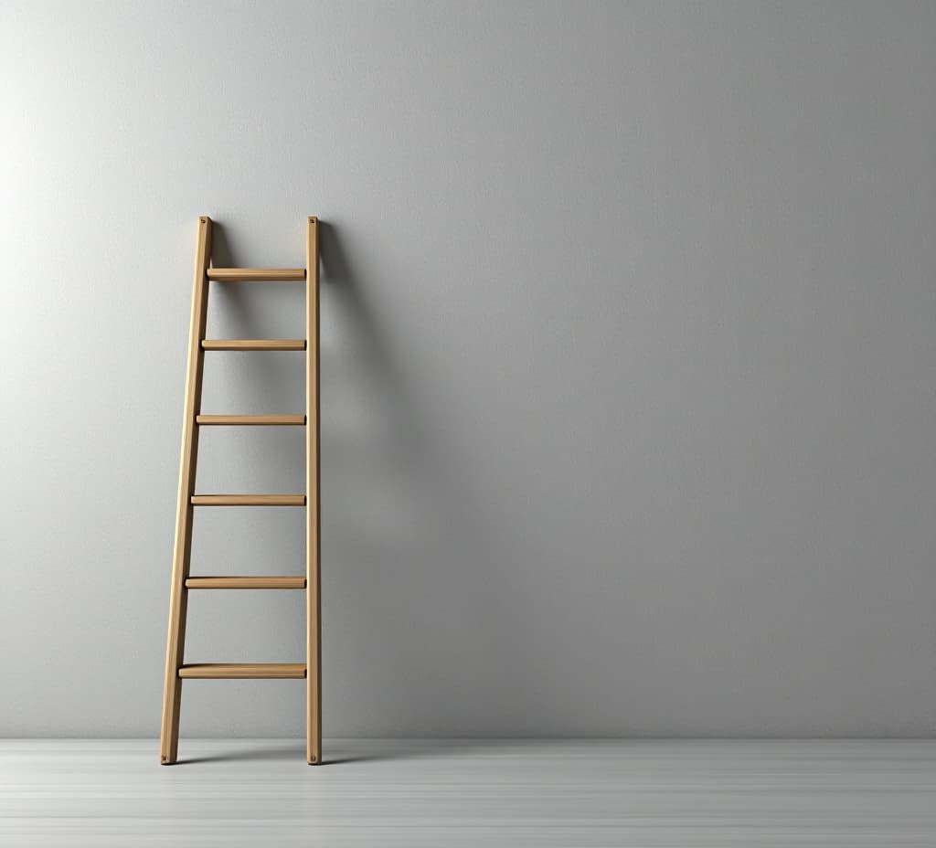  step ladder against a wall. growth, future, development concept. 3d rendering