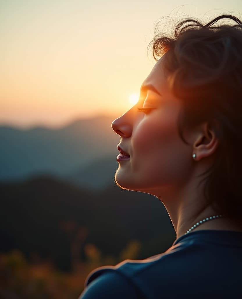  a person that is staring in the distance, meditating.