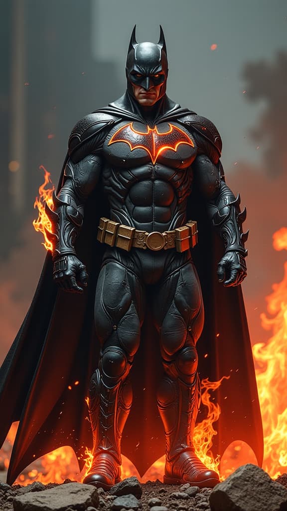  embered fire ashed demon batman full body