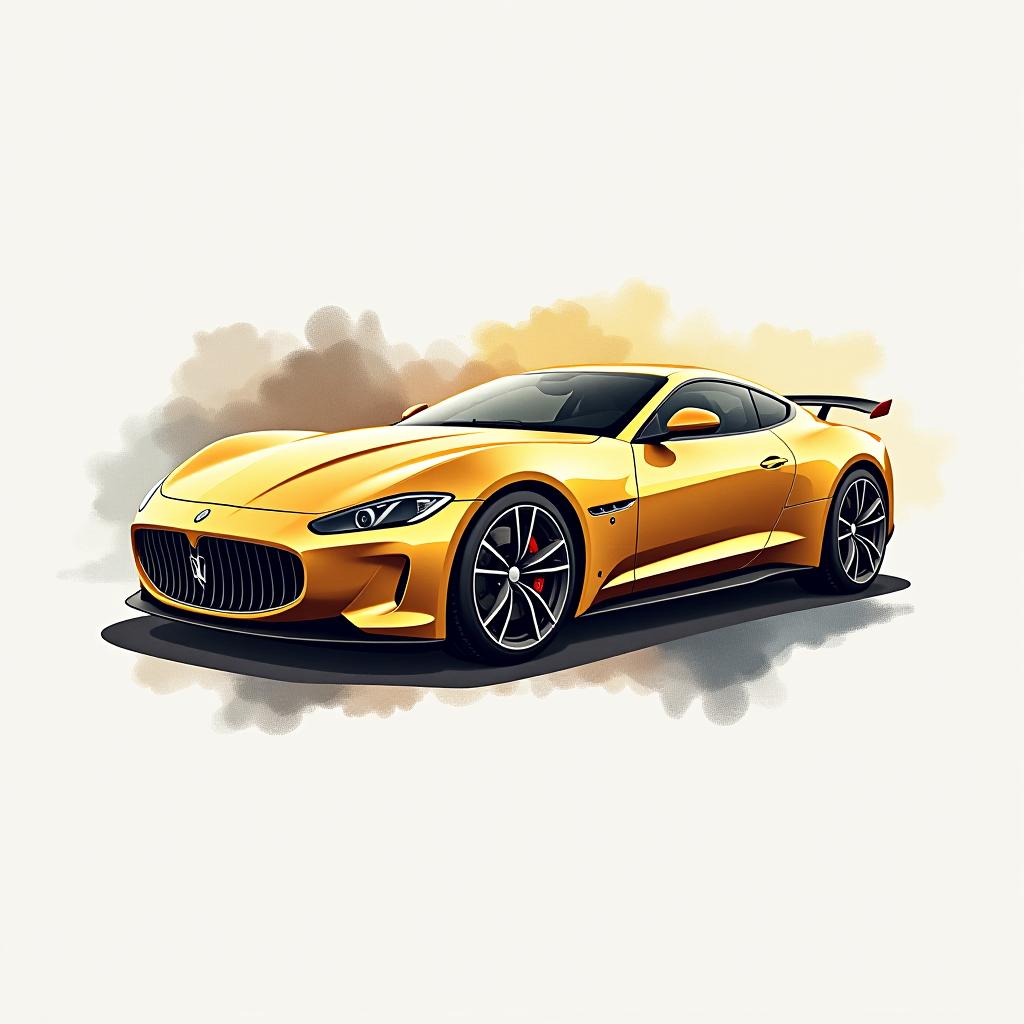  design a logo, watercolor style, logo of a car, gold color