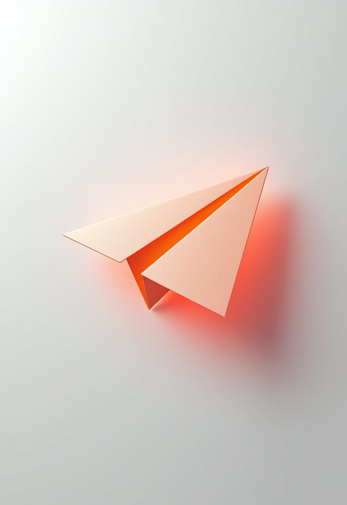  [paper airplane] icon, peach gradient, white background, frosted glass, transparent sense of science and technology, ultra minimalist appearance, bright color, studio lighting, peach and white background, industrial design, a wealth of details, ultra high definition, dribble, pinterest, ray tracing, blender, c4d, oc renderer, style raw hyperrealistic, full body, detailed clothing, highly detailed, cinematic lighting, stunningly beautiful, intricate, sharp focus, f/1. 8, 85mm, (centered image composition), (professionally color graded), ((bright soft diffused light)), volumetric fog, trending on instagram, trending on tumblr, HDR 4K, 8K