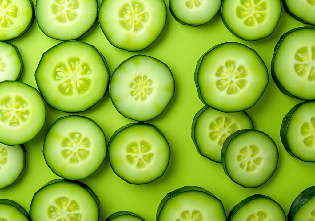  abstract background of green cucumber slices.