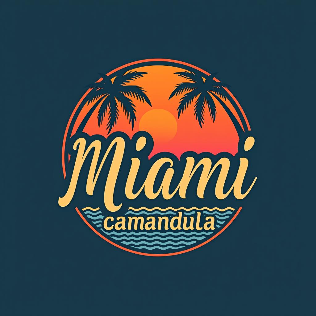  design a logo, miami y camándula , with the text 'm'.