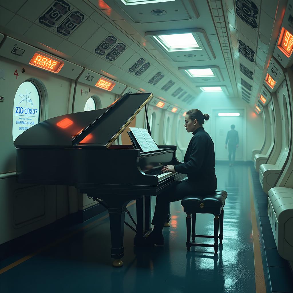  piano, ambulance, space colony, esoteric art, framing angle hyperrealistic, full body, detailed clothing, highly detailed, cinematic lighting, stunningly beautiful, intricate, sharp focus, f/1. 8, 85mm, (centered image composition), (professionally color graded), ((bright soft diffused light)), volumetric fog, trending on instagram, trending on tumblr, HDR 4K, 8K