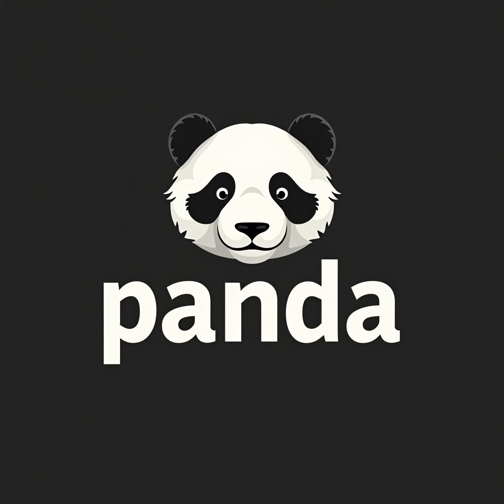  a panda minimal typgraphy text "panda" which made panda