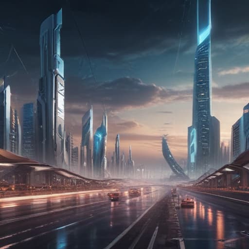 Futuristic design art in Cinematic style with City background