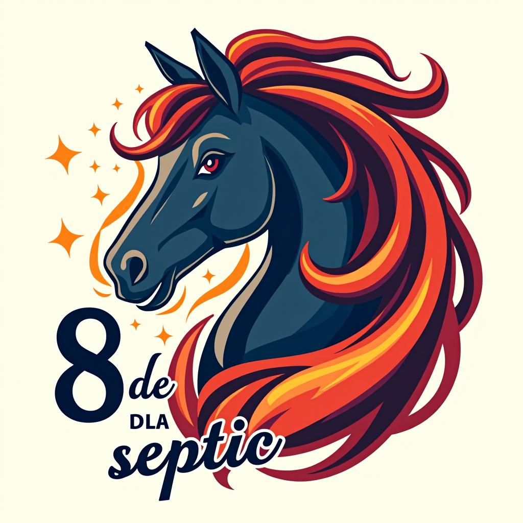  design a logo, caballo enlazando, with the text '8 de septiembre de la mesa '.