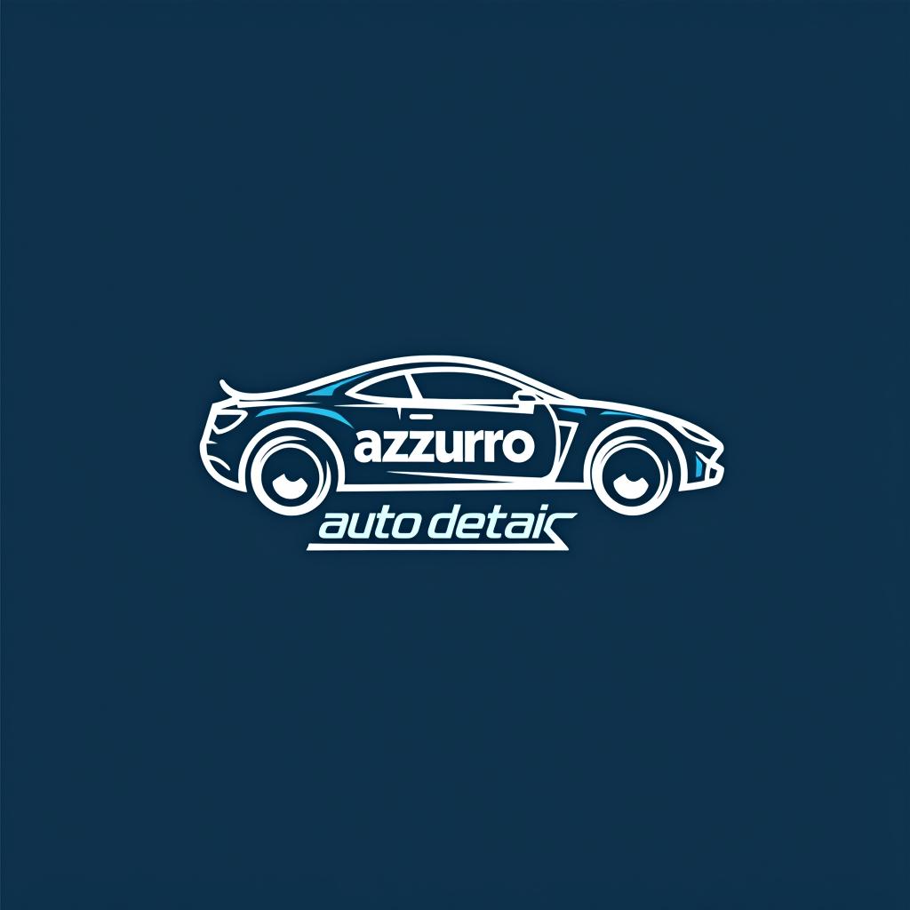  design a logo, azzurro auto detail って名前の洗車屋なんだけど、空色を基調にして作って, with the text 'azzurro auto detail'.